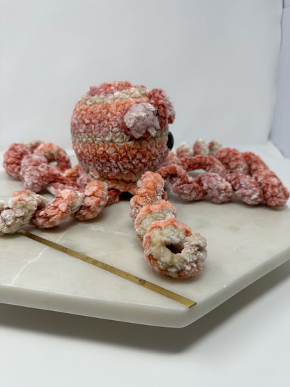 Lava Velvet Octi Buddy with Bow Crochet Octopus Stuffed Animal