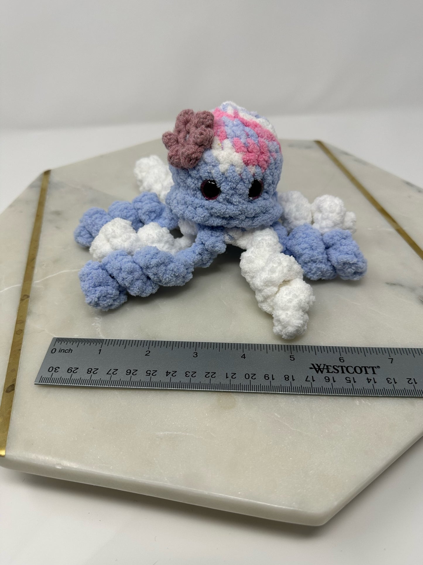 Soft Octi Friend with Bow Crochet Octopus Stuffed Animal