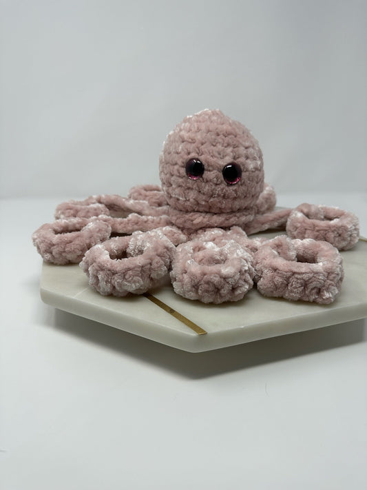 Pink Velvet Octi Buddy Crochet Octopus Stuffed Animal