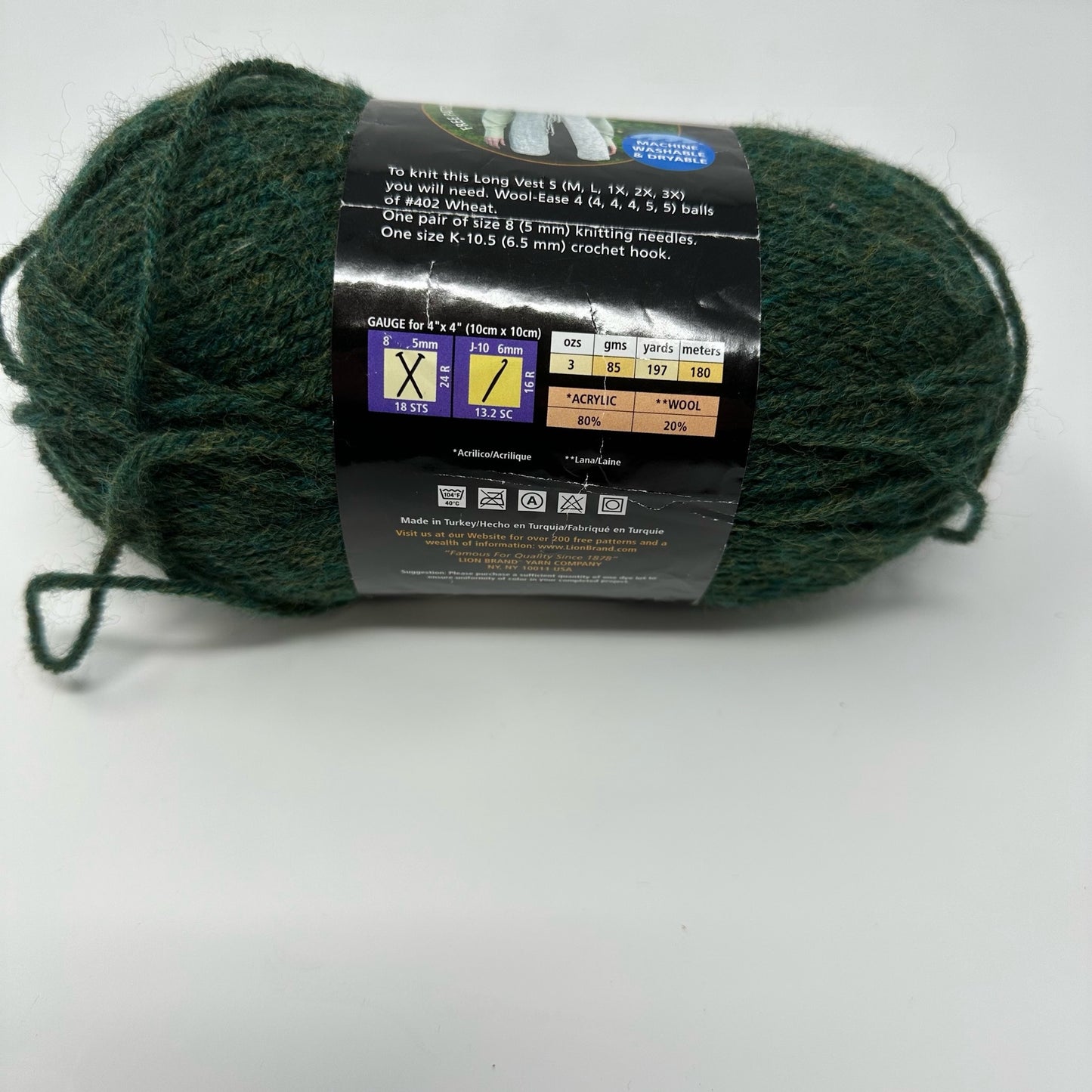 Lion Brand Yarns Wool Ease Medium Worsted Weight Yarn Acrylic 197 Yds 3 oz