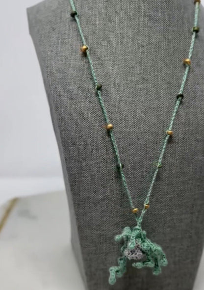 Micro Crochet Succulent Necklace