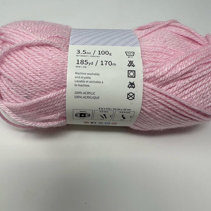 Lion Brand Yarn Basic Stitch Medium Worsted Baby Pink 185 Yd 3.5 oz Acrylic