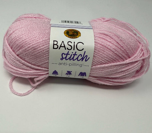Lion Brand Yarn Basic Stitch Medium Worsted Baby Pink 185 Yd 3.5 oz Acrylic
